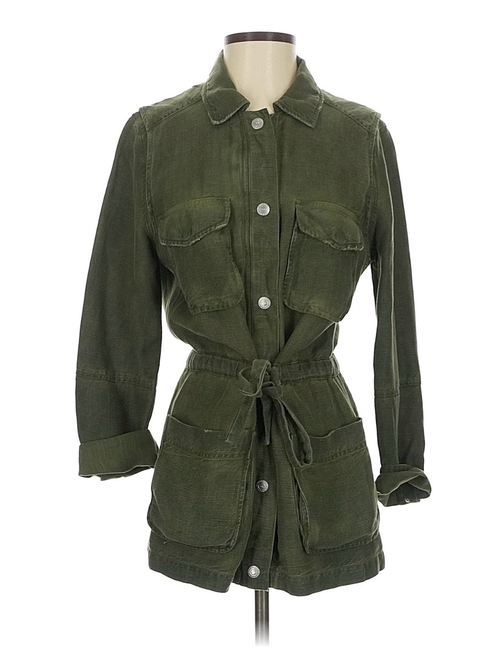 AG Adriano goldschmeid Dark Olive Utility Tie-Waist Jacket/Top